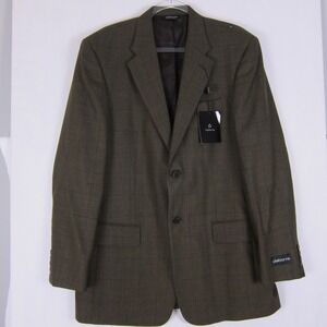 Claiborne 100% WOOL Green Plaid Jacket Blazer Mens 42L NWT